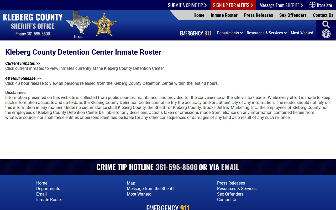 Kleberg County arrest lookup roster chooser
