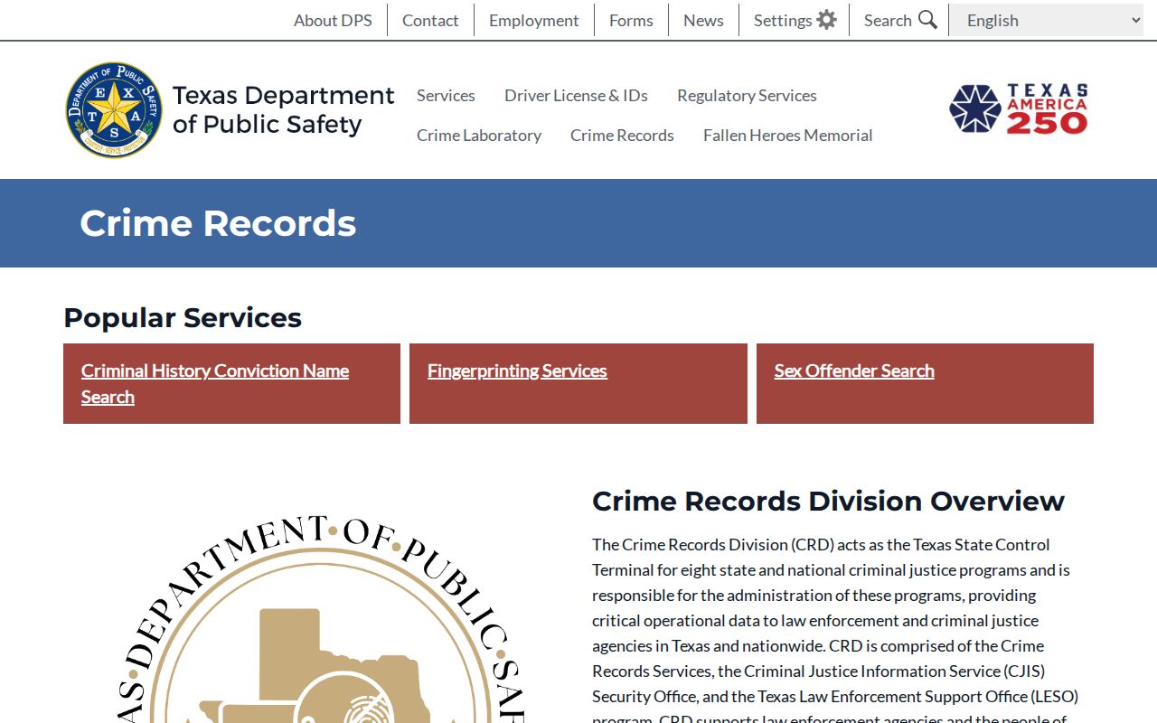 Kleberg County criminal record reporting through Texas DPS