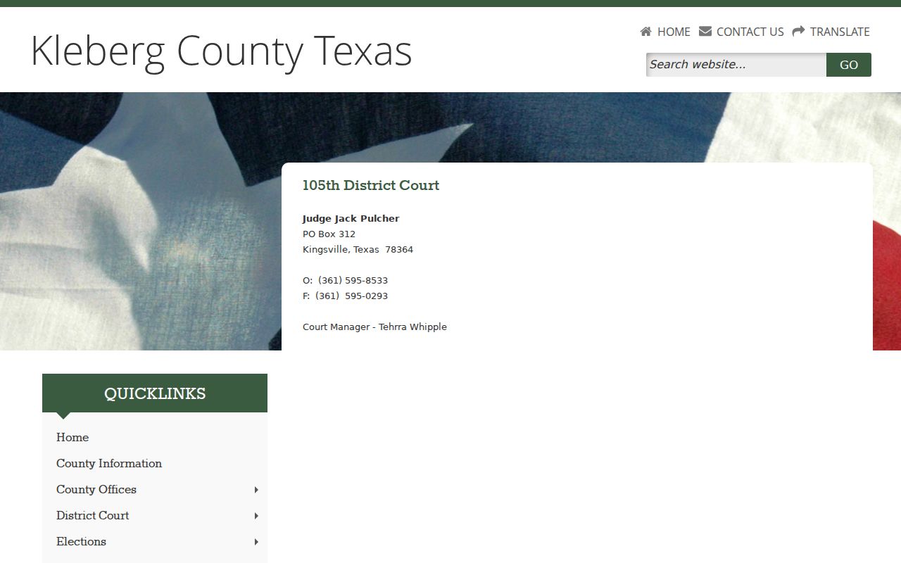 Kleberg County criminal records at the 105th District Court