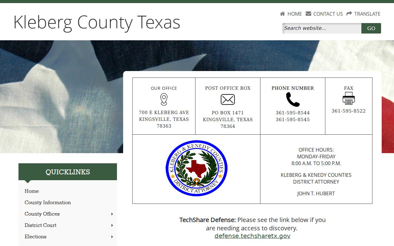 Kleberg County criminal records District Attorney charge process