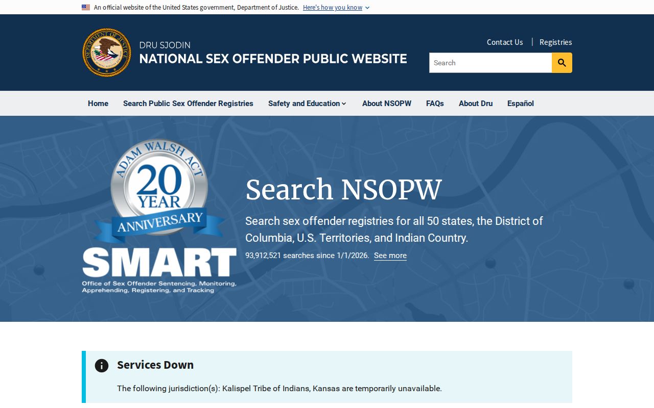 Kleberg County sex offender search through the national NSOPW registry