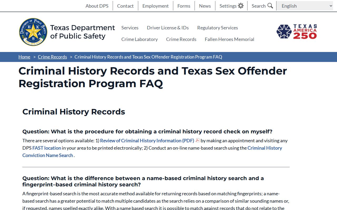 Kleberg County sex offender registry FAQ and public profile guidance